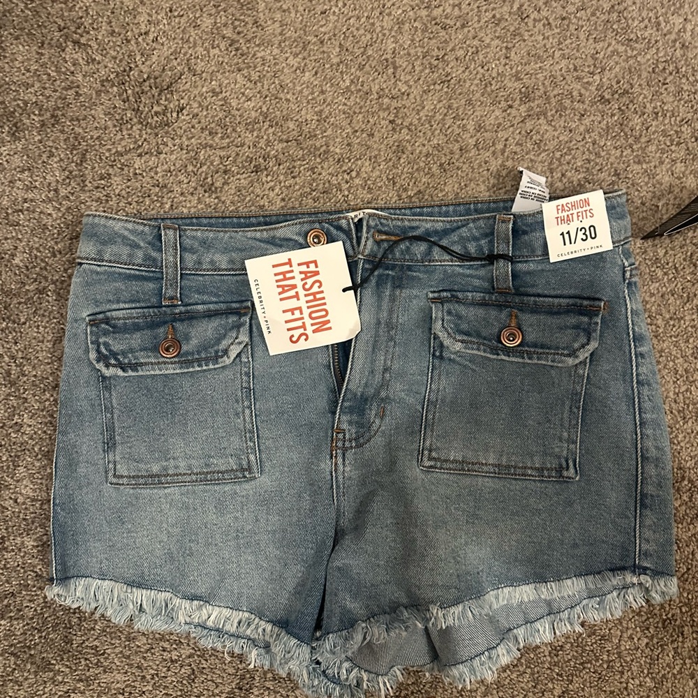 Celebrity Pink Light Wash Distressed Jean Shorts